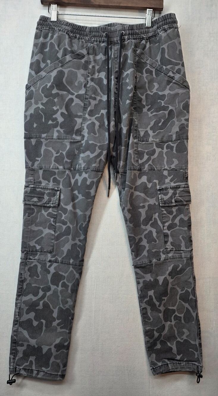 PacSun Men's Sz Medium‎ Gray Camo Stretch Cargo Utility Jogger Pants Y2K